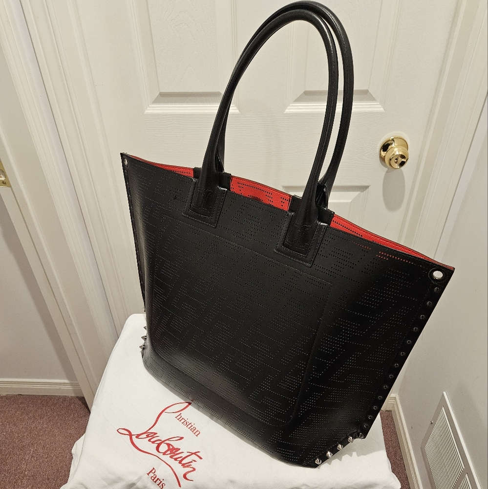 CHRISTIAN LOUBOUTIN Cabalou Perforated Laser Cut Leather Tote Bag